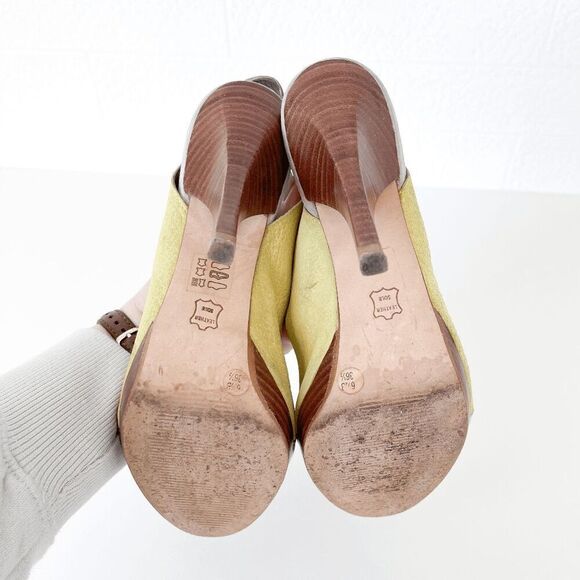 BCBGMaxAzria Womens Heels Pump Peep Toe Slingback Suede Green Silver Size 36.5 - Picture 10 of 10